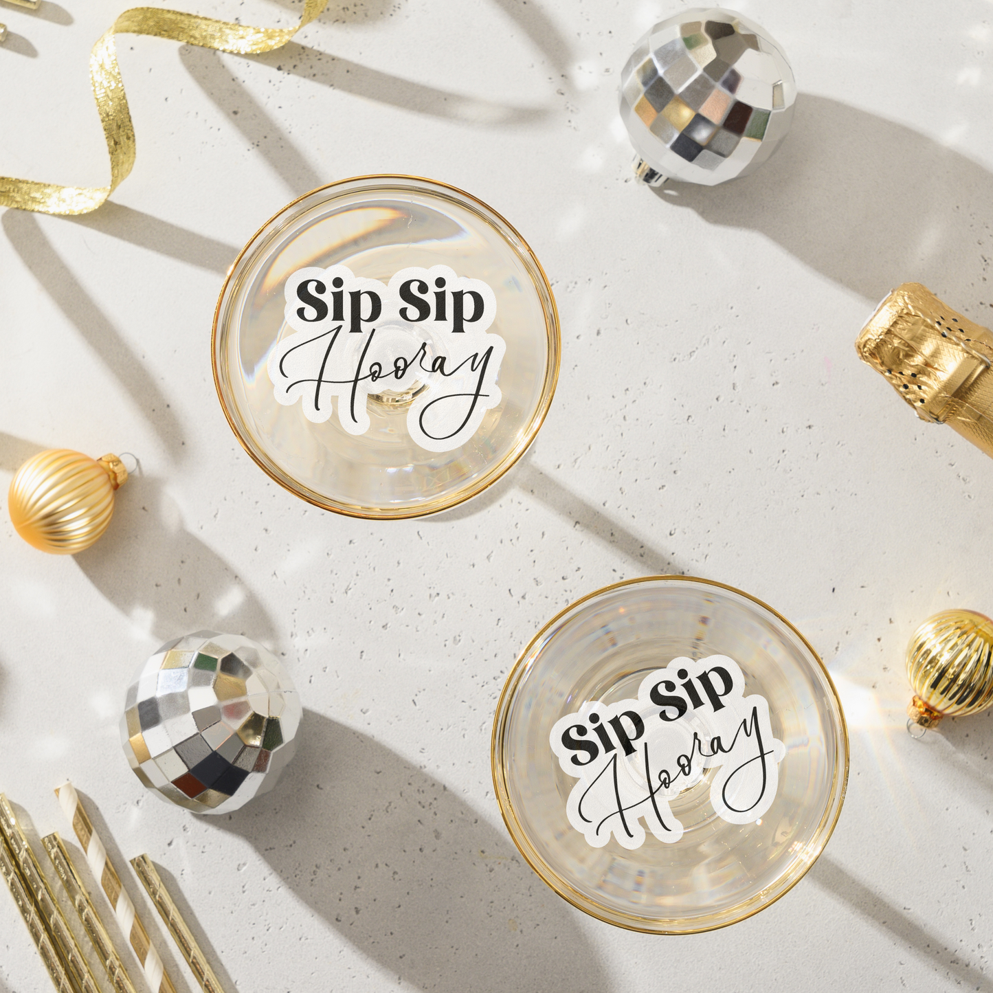 New Year's Cocktail Toppers - Sip Sip Hooray